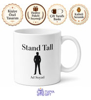 Stand Tall Baskılı Dik Dur İngilizce Motivasyon Kahve Kupası Hediye Bardak