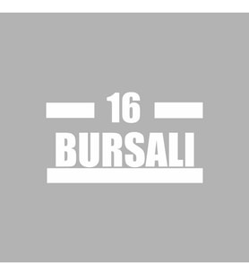 16 Bursalı Araba Sticker siyah 16x9 CM (Beyaz)