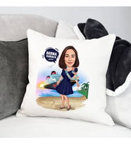 Kişiye Özel Hawaii Kızı Karikatürlü Yastık
