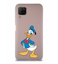 Huawei P40 Lite Soft Premier Kapak Donald Duck-C Tasarımlı Silikon Kılıf - Pudra (Şeffaf)