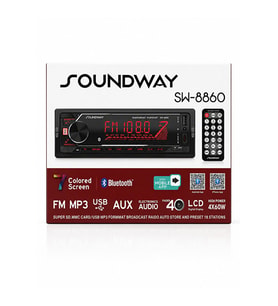 SOUNDWAY SW-8860 Araç Oto Teyp 4X60 Watt BT 2XUSB AUX FM APP Kontrol 7 Renk Ekranlı