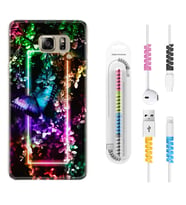 Samsung S7 Edge S20 Fe Plus Ultra S21 S22 Kılıf Kablo Koruma Spiral Silikon Butterfly Neon 1684