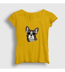 Presmono Kadın Sarı French Bulldog Köpek T-Shirt 401553tt (Sarı)