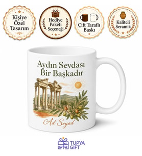 Aydın Memleket Temalı Baskılı Kupa Bardak Hediye Aydınlı Hemşehri Kupası