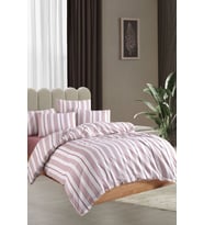 Velvet Dreams Lastikli Çarşaflı Pamuklu İpliği Boyalı Tek Kişilik Nevresim Takımı (1 Adet Yastık Kılıflı) (Kiremit)
