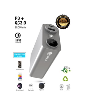 Intouch 20.000mah Carbon Pd Qc 3.0 Powerbank, Taşınabilir Şarj Cihazı