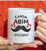 BK Gift Kişiye Özel Canım Abim Tasarımlı Beyaz Kupa Bardak, Doğum Günü Hediyesi