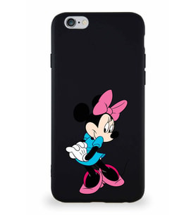 Apple iPhone 6 Soft Premier Kapak Minnie Mouse-F Tasarımlı Silikon Kılıf - Siyah (Şeffaf)
