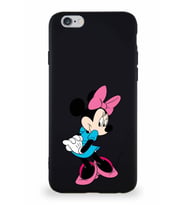 Apple iPhone 6 Soft Premier Kapak Minnie Mouse-F Tasarımlı Silikon Kılıf - Siyah (Şeffaf)