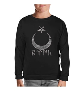 Türk Ay Yıldız Siyah Çocuk Sweatshirt