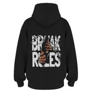 Oversize 'Break Rules' Baskılı Kapşonlu Hoodie Sweatshirt (Siyah)