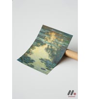 Claude Monet Nehirde Günbatımı, Çerçevesiz Yüksek Kalite Duvar Afişi - Sanatsever