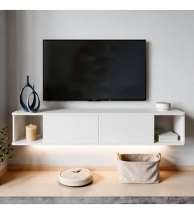 İnarch Dizayn Twist Led Işıklı Duvara Monte TV Sehpası - 2 Kapaklı