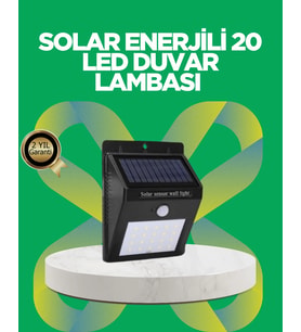 Solar Enerjili 20 Led Hareket Sensörlü Duvar Lambası