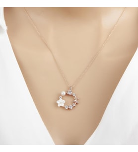 Gelin Tacı Çiçeği Taşlı 925 Gümüş Kadın Kolye