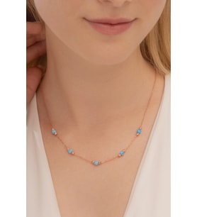 Opal Taşlı Rose Altın Kaplama Kadın Gümüş Kolye