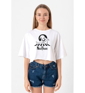 The Nightmare Oogie Boogie Beyaz Kadın Crop Tshirt