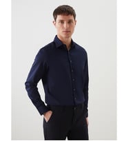 LCW BUSINESS Lacivert Slim Fit Uzun Kollu Gabardin Erkek Gömlek
