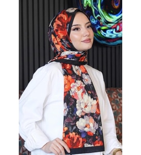 Gül Desen Çok Renkli Soft Pamuk Şal