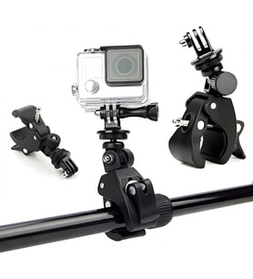 Evrensel Alüminyum Alaşımlı Aksiyon Kamerası Montaj Kelepçesi, 360° Döner, Motosiklet ve Bisiklet – GoPro HERO 11/10/9/8/7/6/5, Insta360, AKASO, Dji Osmo Action, Pocket ile Uyumlu, Siyah