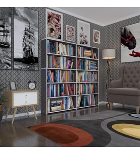 Kenzlife kitaplık süper ga 150*160*19 gri 5 katlı 2 bölme çift bölme opsiyonlu ofis mutfak banyo dolabı arkalıksız