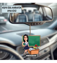Kişiye Özel Karikatür Öğretmen Ayna Süsü – Araç İçi Öğretmene Hediye
