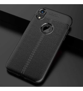 Apple iPhone XR Kılıf Esnek Pu-Deri Leather-Pu Serisi Protected Case (Siyah)
