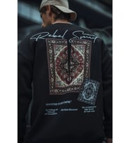 Erkek 3 iplik Pamuklu Bisiklet Yaka Baskılı SweatShirt - Siyah