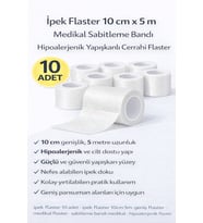 İpek Flaster 10 cm x 5 m 10 Adet Medikal Sabitleme Bandı Hipoalerjenik Yapışkanlı Cerrahi Flaster