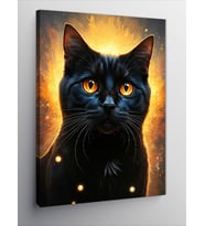 Kanvas Tablo Parlayan Siyah Kedi