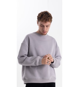 Unisex Gri Sweatshirt Oversize