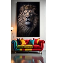 ASLAN KRAL 10 Ev Duvar Salon Güzellik Salonu Ofis Dükkan Dekarasyon Kanvas Tablo (Çok Renkli)
