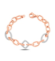 BARIŞ TAKI 925 Ayar Gümüş Rose Oval Kare Beyaz Taşlı Hallow Bileklik