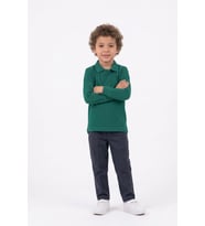 Unisex Çocuk Uzun Kollu Polo Yaka Lakost Okul Tişörtü