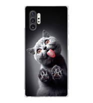 PrintiFy Samsung Galaxy Note 10 Plus ile Uyumlu Kedi 2 Kamera Korumalı Şeffaf Kılıf