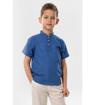 Kısa Kol Şantuklu Pamuk Bodrum Yazlık Erkek Çocuk Tshirt Saks 3050