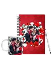 Sevgililer Gününe Özel Ahşap Defter Kalem & Kupa Hediye Seti