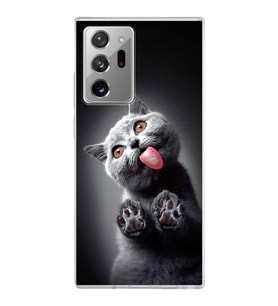 PrintiFy Samsung Galaxy Note 20 Ultra ile Uyumlu 1mm Slim Fit Kedi 2 050c Baskılı Şeffaf  Kılıf
