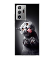 PrintiFy Samsung Galaxy Note 20 Ultra ile Uyumlu 1mm Slim Fit Kedi 2 050c Baskılı Şeffaf  Kılıf
