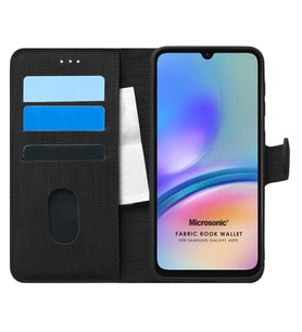 Microsonic Samsung Galaxy A05s Kılıf Fabric Book Wallet Siyah (Siyah)