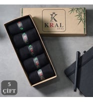 Bambu Erkek Çorap Klasik Soket Düz Uzun Yazlık Dikişsiz 5'li Kutulu Premium Set (Model 1)