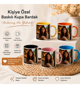Kişiye Özel Fotoğraflı Kupa Bardak Çift Taraflı Baskı