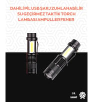 Taşınabilir Şarjlı LED Fener - 4 Modlu, 2000LM, Ayarlanabilir Odak