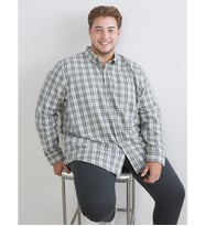 LCWAIKIKI Classic Yeşil Büyük Beden Regular Fit Uzun Kollu Ekose Erkek Gömlek