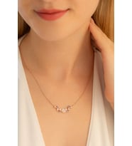 Vog -  Zirkon Taşlı Manolya Çiçeği Motifli Rose Altın Kaplama Gümüş Kolye