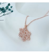 Taşlı Kar Tanesi Kolye (Rose - Gold)