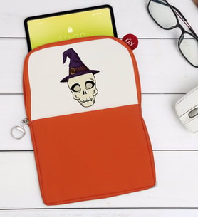 BK Gift Kurukafa Tasarımlı Taşınabilir Koruyucu Tablet Kılıfı & Organizer Çanta - Turuncu-4