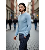 Erkek Fitted Kalıp Bisiklet Yaka Seamless Reglan Kol Basic Triko Kazak Sonbahar Kış Şıklığı