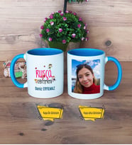 Rusça Öğretmeni Kupa Bardak Mavi Fotoğraflı Öğretmenler Günü Hediyesi