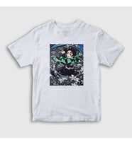 Presmono Unisex Çocuk Beyaz Sword Tanjiro Kamado Anime Demon Slayer Kimetsu No Yaiba T-Shirt 307761tt (Beyaz)